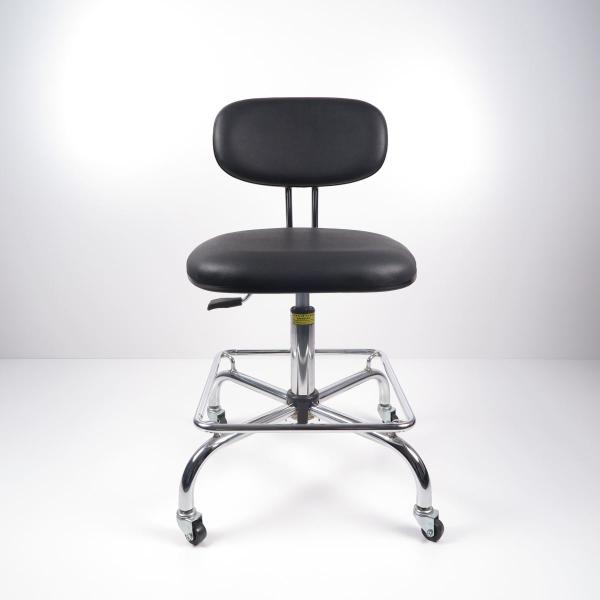 Black PU Leather Ergonomic ESD Chairs Work Office Conductive Chair With Foot Rest