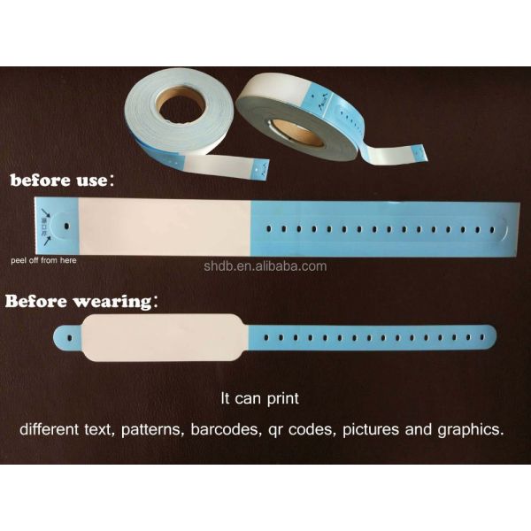 Color Printing Thermal Synthetic Paper Wristband for Patient Identification 257*32mm