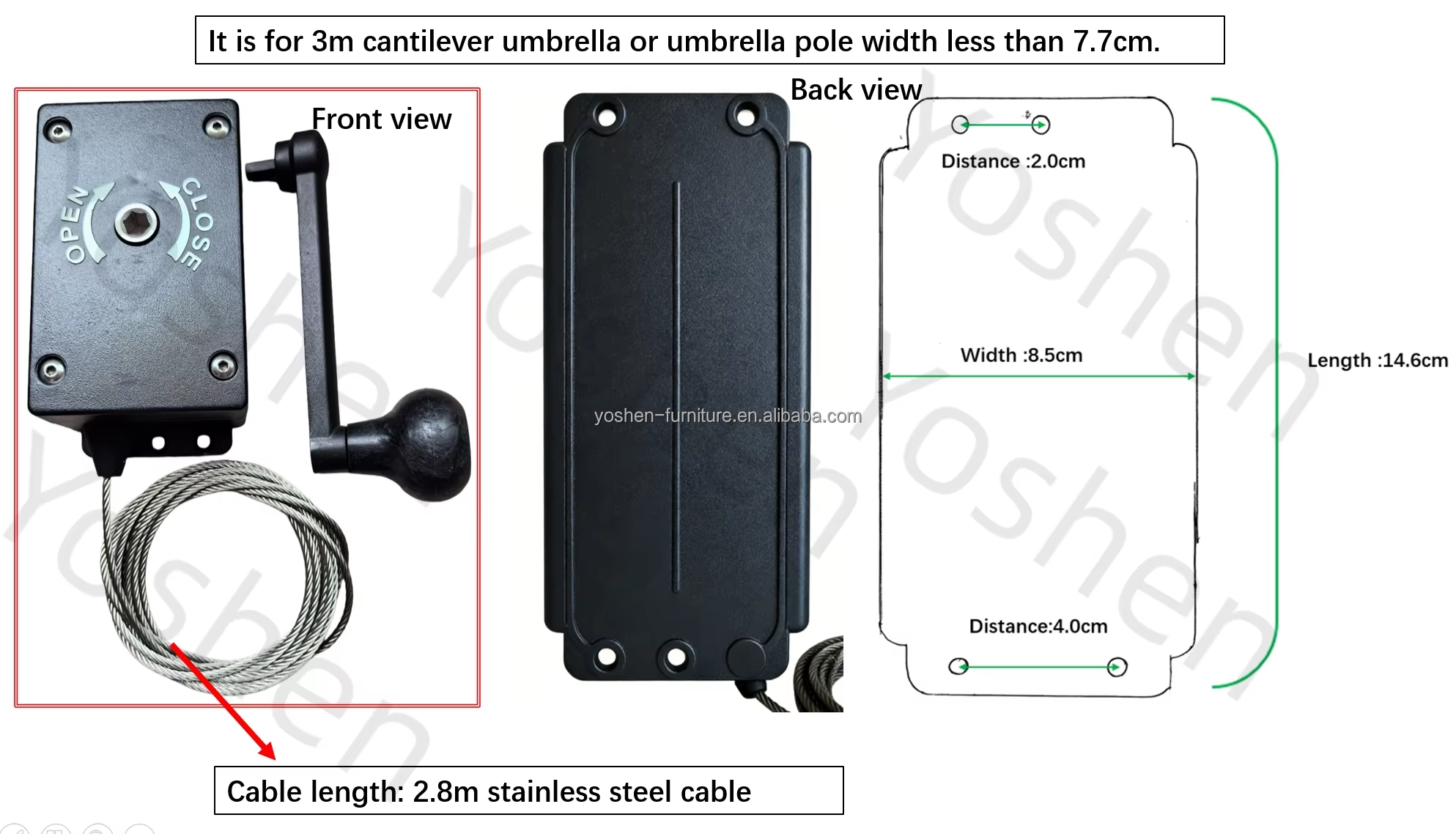 4M Cantilever Patio Umbrella Crank Lift Replacements