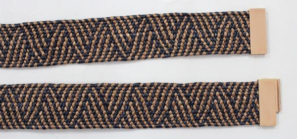 Black / Brown Fabric Elastic Belt , Gold Zinc Alloy Buckles Stretch Belts For Jeans