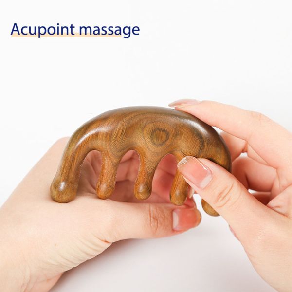 Wooden Wide Teeth Comb Head Meridian Massage Instrument for Anti Static Hairdressing