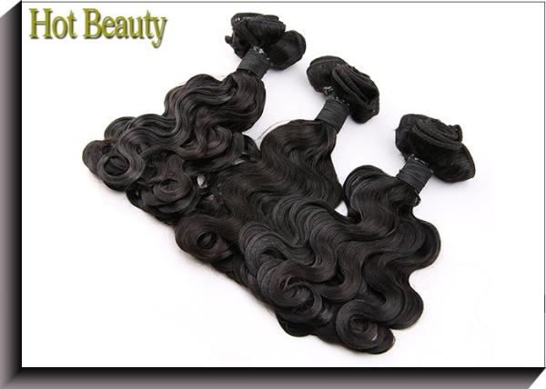 Small Body Wave 7A Grade Virgin Human Hair Bundles Natural Black , Soft