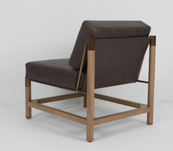 Modern Design Solid Oak Wood Lounge Chair Hotel Bedroom With Metal Accents