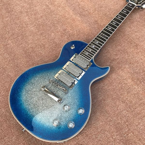 New high quality big silver powder silver hardware 3 pickup trucks and 6 strings electric guitar