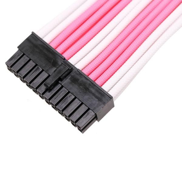 ATX 24Pin Male to Female Power Supply Motherboard Adapter Connector Cable Cord Pink and White