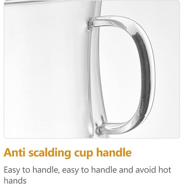Borosilicate Glass Double Walled Coffee Mug Heat Resistant Glass Coffee Cup With Handle