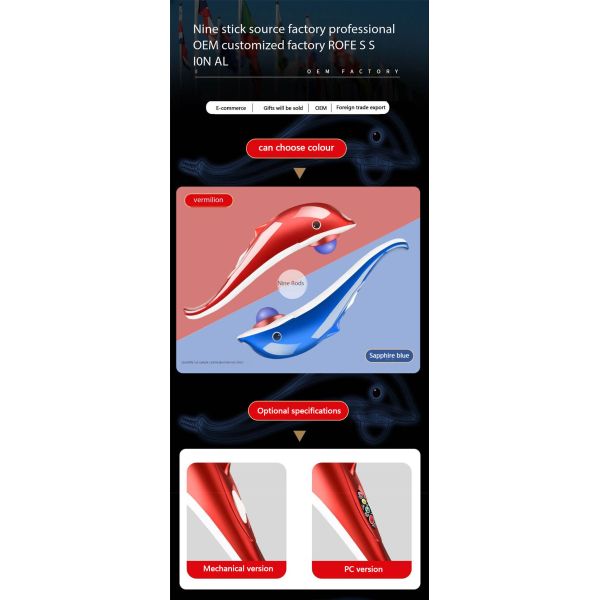 Многофункциональное топление красного света ручки массажа дельфина электрическое