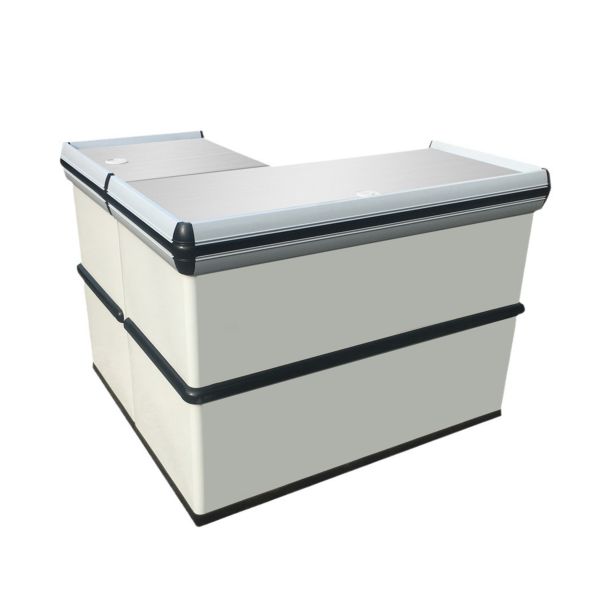 Supermarket Checkout Counter with Knock Down Structure Powder Coating and Adjustable Height for Efficient Retail Operations