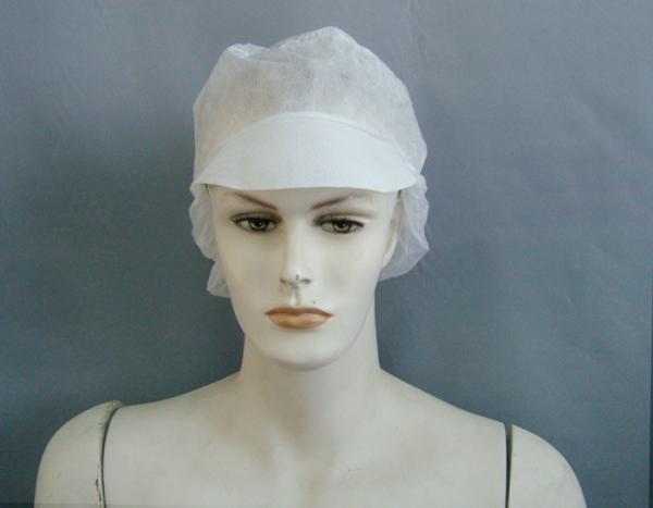 Disposable Non Woven 20g Peaked Flat Cap For Industrial Use