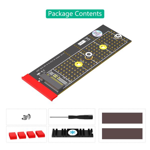 NGFF(M.2) Nvme M clé SSD à PCI-E 1X Adaptateur avec égoutteur de chaleur installation verticale