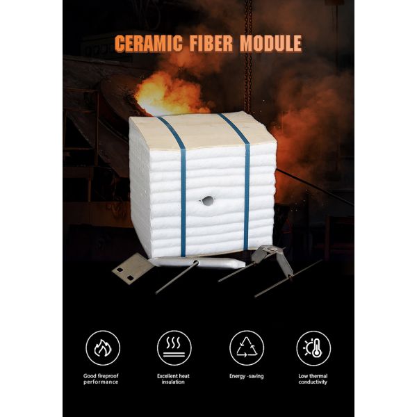 Customized 1430C  220kg/m³ Ceramic Fiber Module Anchored Folded High Temperature Resistance For Industrial Furnace Kiln Lining