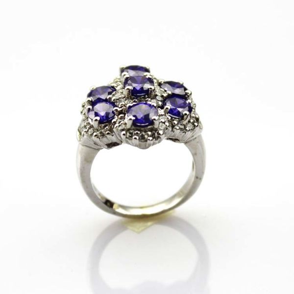 Fashion Jewelry Larger 925 Silver Ring with Created Blue Cubic Zircon Ring(FR009)