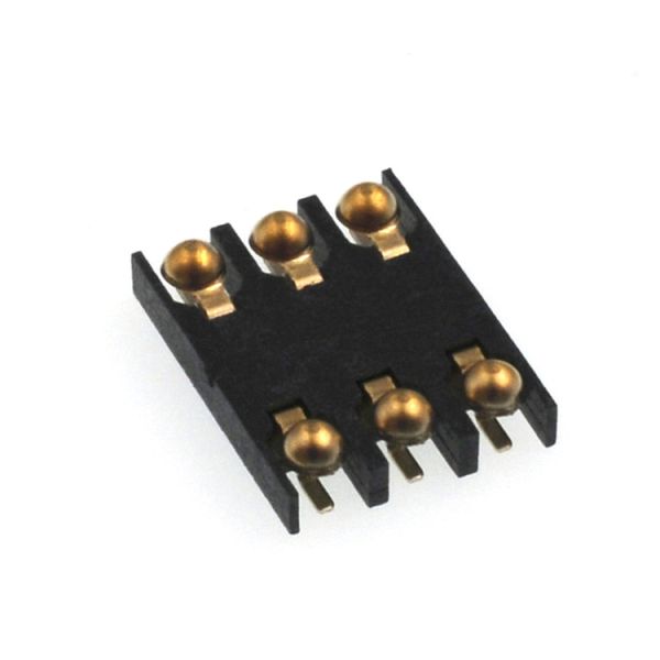 Spherical Shrapnel 6 Pin SIM Card Socket Connector SMT 1.5mm 2.0mm Height