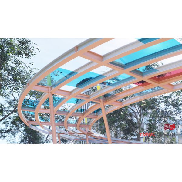 Modern Art Outdoor Gallery Customized Size for Outdoor Steel Frame Landscape Pergola