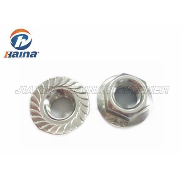 Stainless Steel M12 DIN6923 Serrated Hex Flange Nuts in Stock