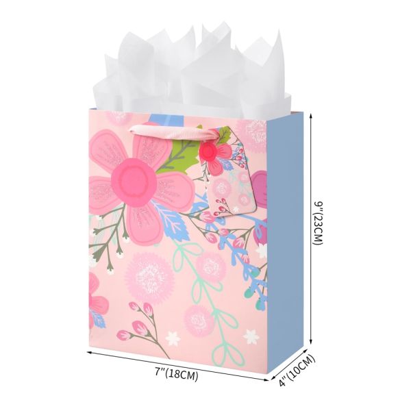 Custom Color Accepted Fashion Flower Printing Fancy Shopping Paper Bags For Presents