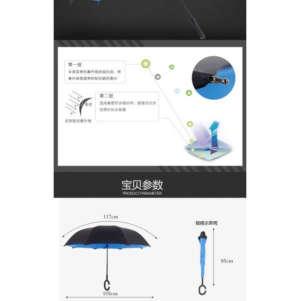 Upside down reverted double layer umbrella GK-UM01
