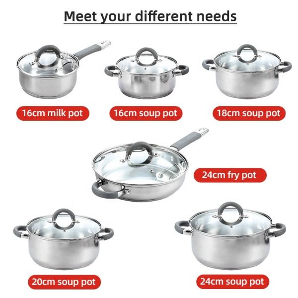 Wholesale Cookware Sets Multifunctional Cooking Soup Pot Milk Pot Set Kitchen 12 Piece Cookware Sets