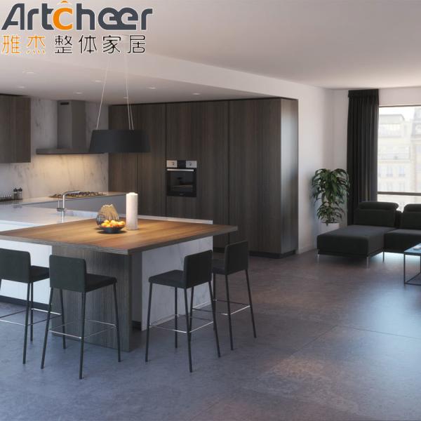 Portas de vidro branco Tratamento de superfície de laca Armários de cozinha modulares para projeto de projeto