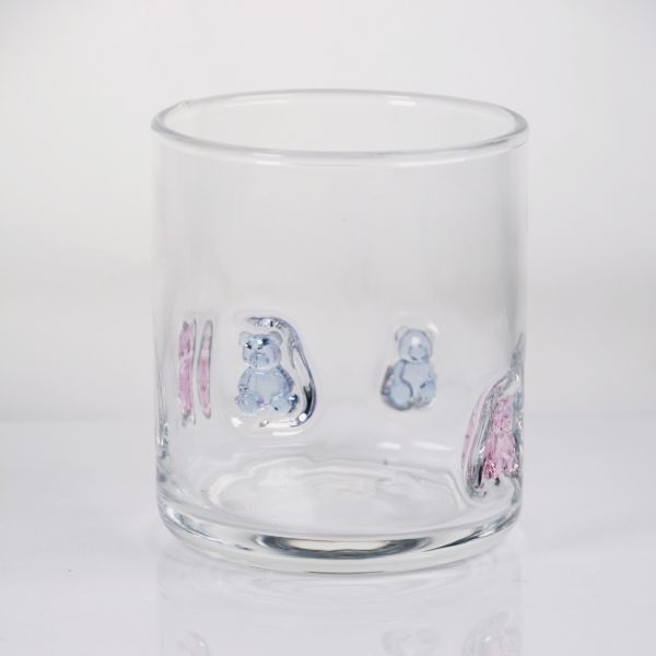 Hand Blown Gummy Bear Icon Glass,400ml Clear Tumbler With Cute Colorful Bear ,fun Whiskey Juice Glass For Kids Adults,cute Barware Gift