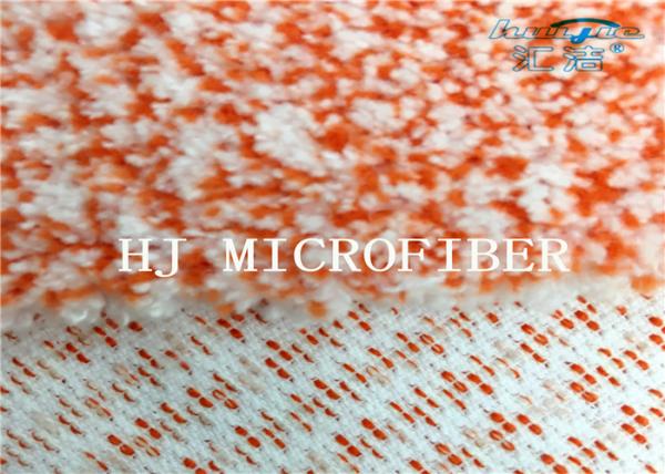 Orange Mixed Knitted Microfiber Coral Fleece Fabric With Nylon Hard Wire