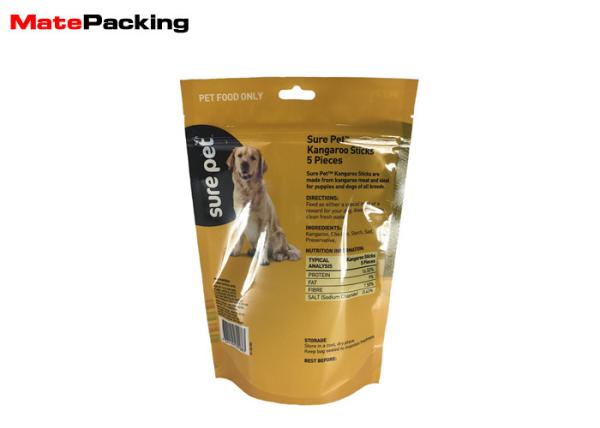 Stand Up Pet Snack Food Packaging Bags , Dog Food Packaging Bag With Resealable Zipper