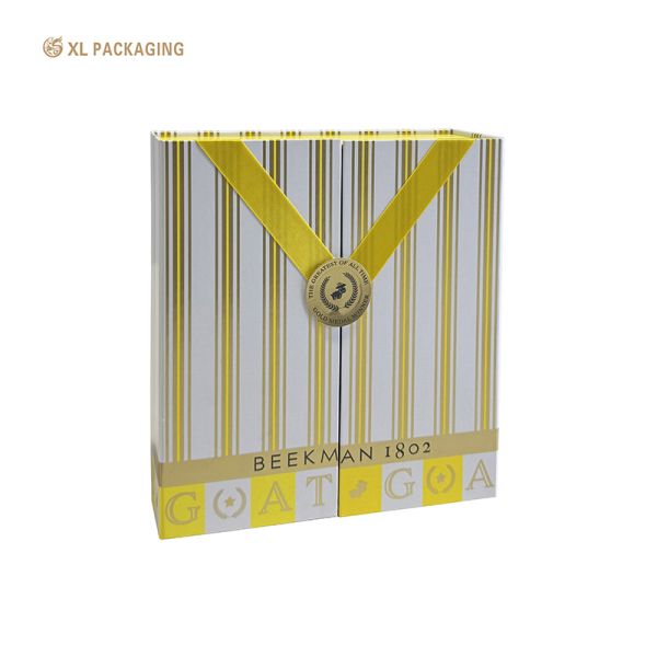 Luxury Double-Door Cosmetic Gift Box with Magnetic Closure and Custom Foil Logo for Premium Branding