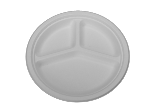 10inch disposable dinner compartment plates biodegradable sugarcane bagasse for restaurant and party use