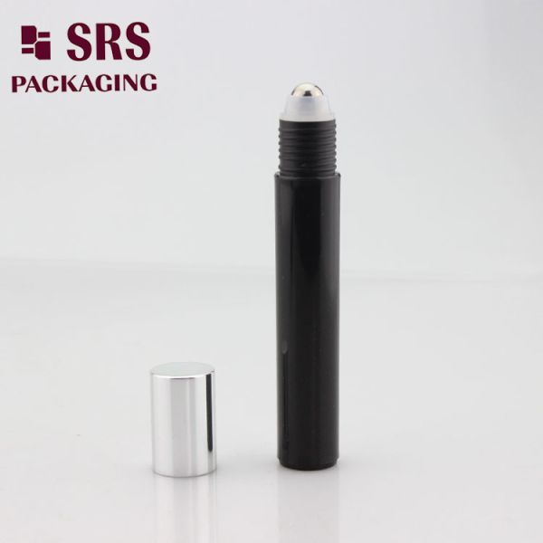 SRS manufacturer empty black plastic 15ml roll on bottle for perfume