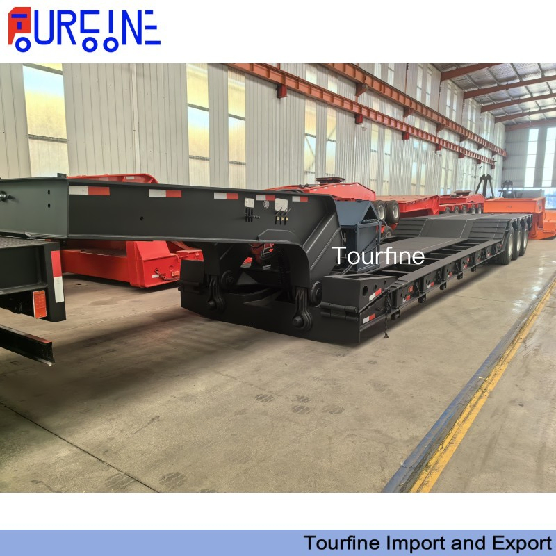3 Axle 80 Ton Detachable Gooseneck Low Bed Semi Trailer for Heavy Equipment Transport