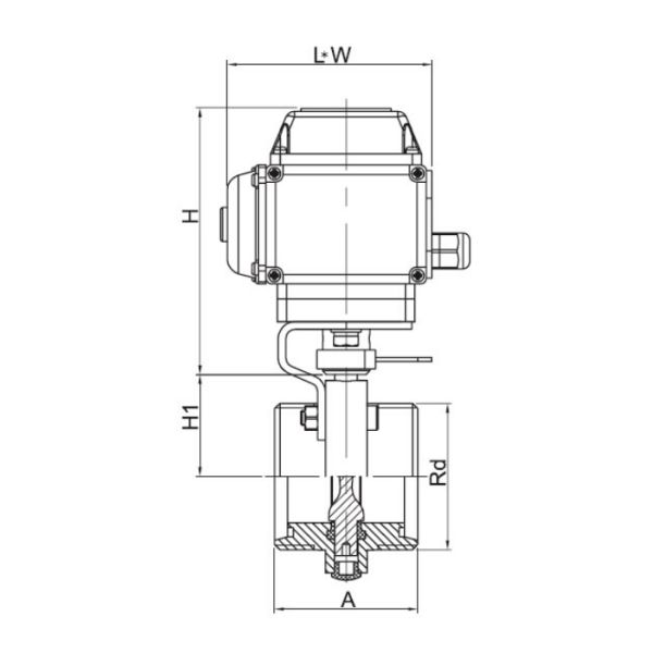 T304 , T316L Stainless Steel Sanitary Valves - Electric Actuated Sanitary Threaded Butterfly Valve