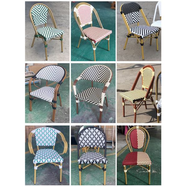 Patio Furniture Garden Chairs Rattan Outdoor Chaise Bistrot Bois Table and Bistro Chair French