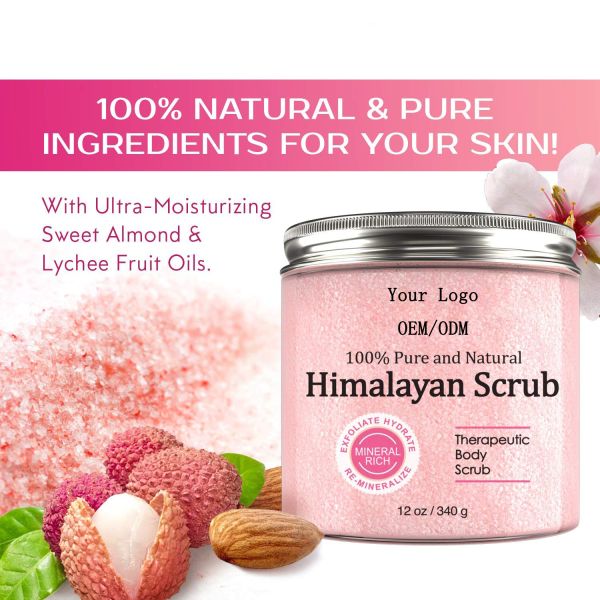 Himalayan Salt Skin Care Body Scrub With Lychee Fruit Oil All Natural Cleansing Exfoliator