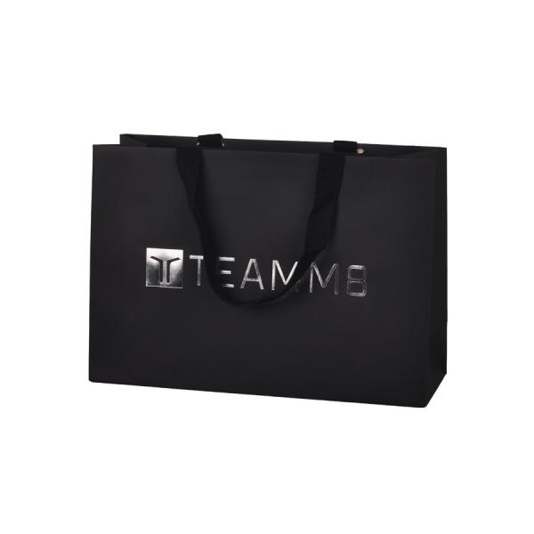190gsm Custom Paper Bags With Handles 1 Inch Silver Hot Stamping Logo