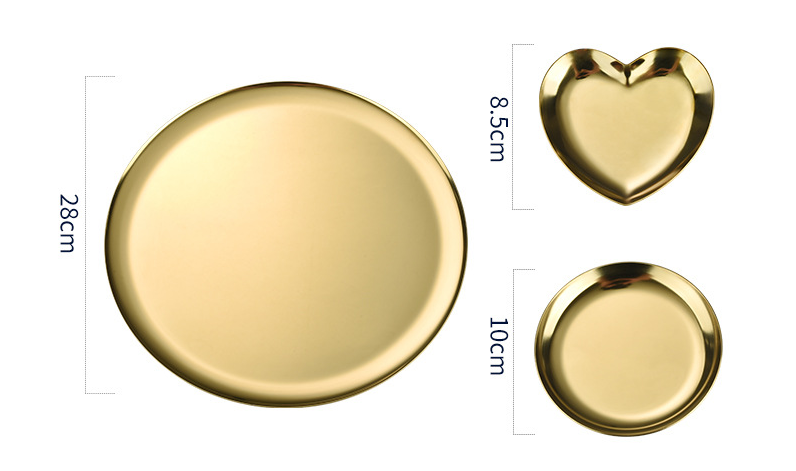 Rustproof Gold 10x10cm Metal Jewelry Tray Mirror Polishing