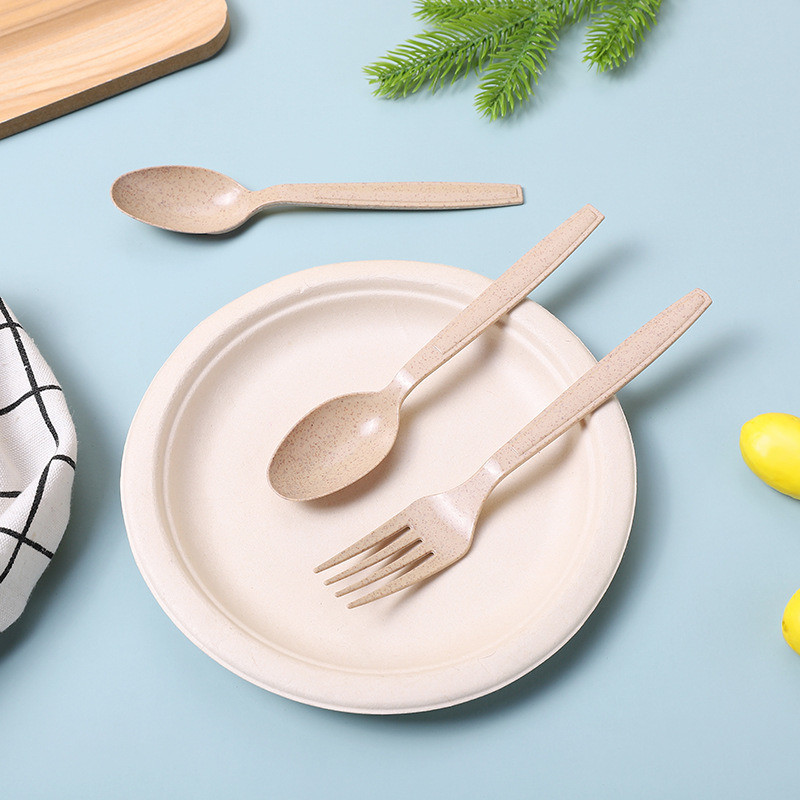 Customized Request Eco Friendly Biodegradable Wheat Straw Knife Fork Spoon Tableware