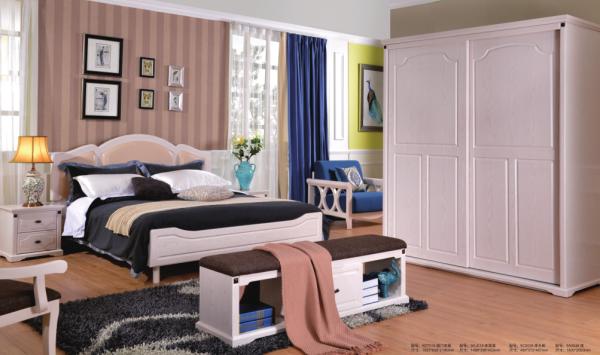 Solid Wood European Contemporary Furniture King Size Bed