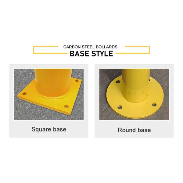 Australia Instalación estandarizada con tornillo Bollardo revestido de polvo amarillo con base redonda