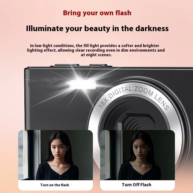 4K Recording 18X Zoom Dual Lens 64MP Compact Vlogging Camera 2.8 Inch Display Electronic Image Stabilization OTG Connection for