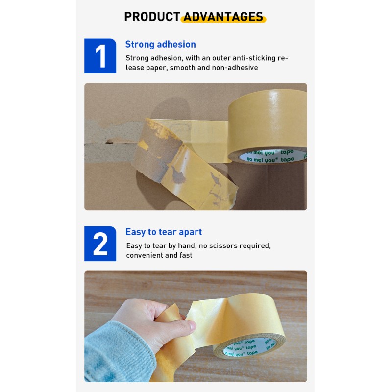 Matte Face Writeable Brown Kraft Paper Tape Hand Tear Custom Width Length