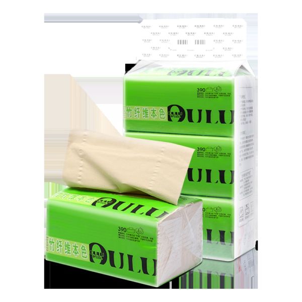 Wholesale High quality unbleached virgin bamboo pulp 3 ply facial tissue paper