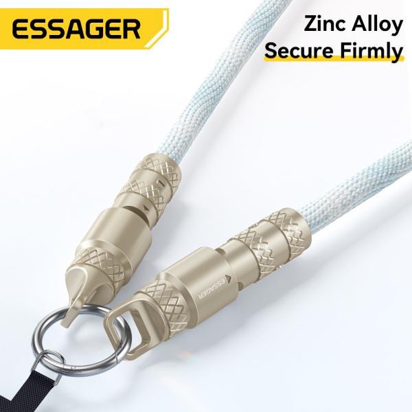 ESSAGER ES-X65 Series 60W Charging Lanyard Style USB C to USB C Cord with USB 2.0 Connector