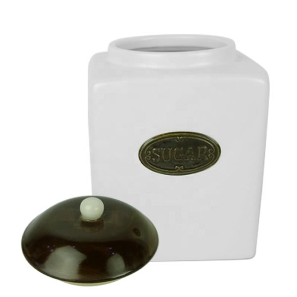 Керамические герметичное хранилище банки Чай Сахар Кофе хранилище продуктов питания Канстер с черным крышкой