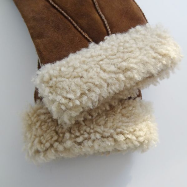 Classical hot sale machine sewing winter slink women sheepskin gloves