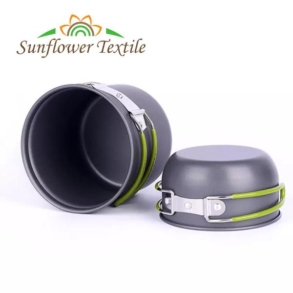Potenciômetro de acampamento exterior do titânio e Cookware de acampamento do grupo 2PCS das bandejas