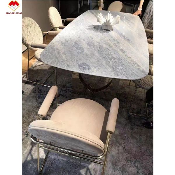 Customized Size Blue Quartz Countertops Backlit Brazil Blue Crystal Marble Stone at Good