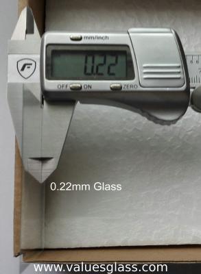 Acid Resistant Ultra Thin Glass 0.22mm Thickness With High Light Transmittance