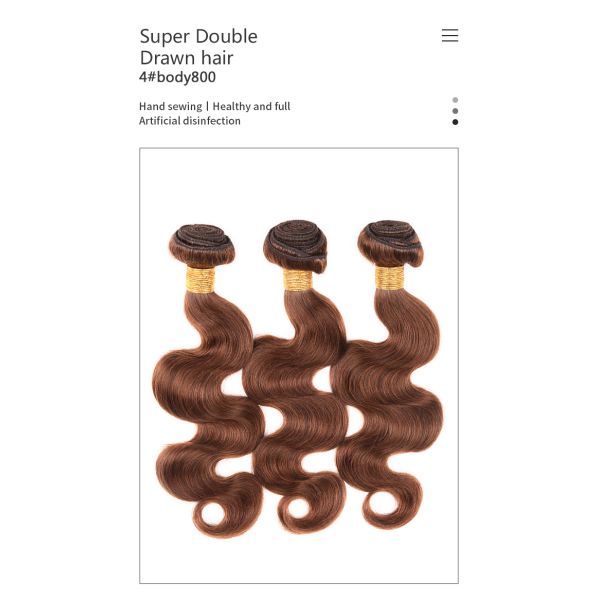 Soft 4# Body 800 24inch Colored Human Hair Bundles 60.96cm no knots