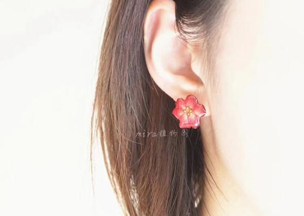 Whole Sale Flower Shape DIY Red Roses 925 Silver Unique Design Earring For Women