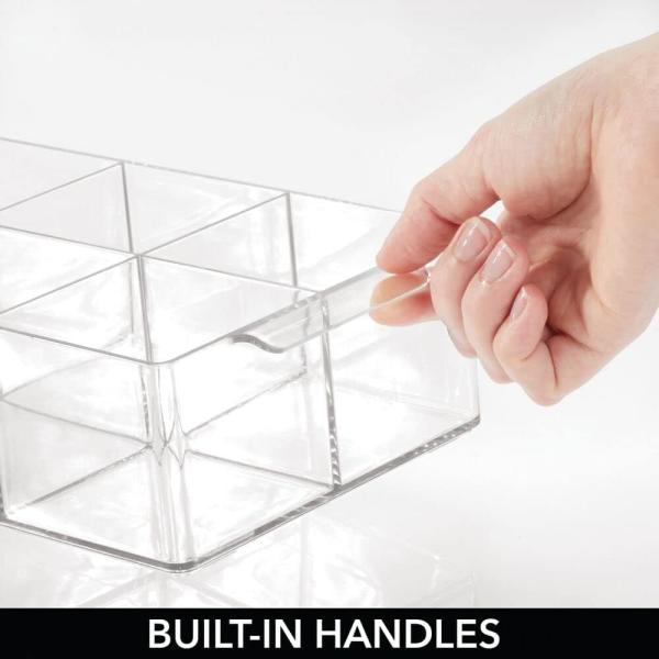 Plastic Condiment Organizer and Tea Bag Holder - 8-Compartment Kitchen Pantry/Countertop Storage Caddy - Divided Chip